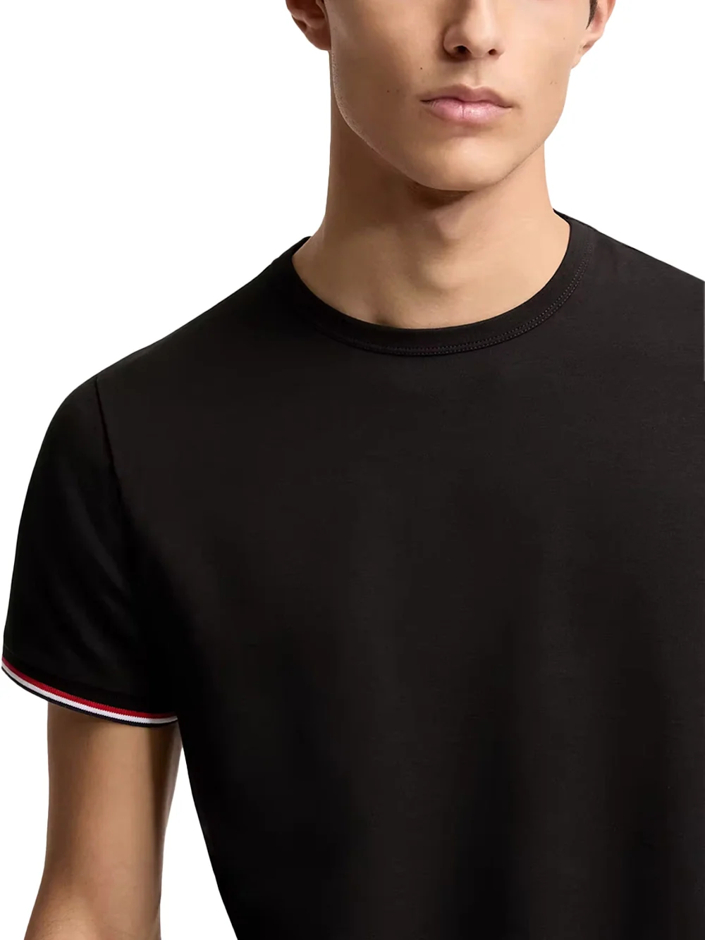 Moncler Men Tricolour-Trimmed T-Shirt Black - Image 4