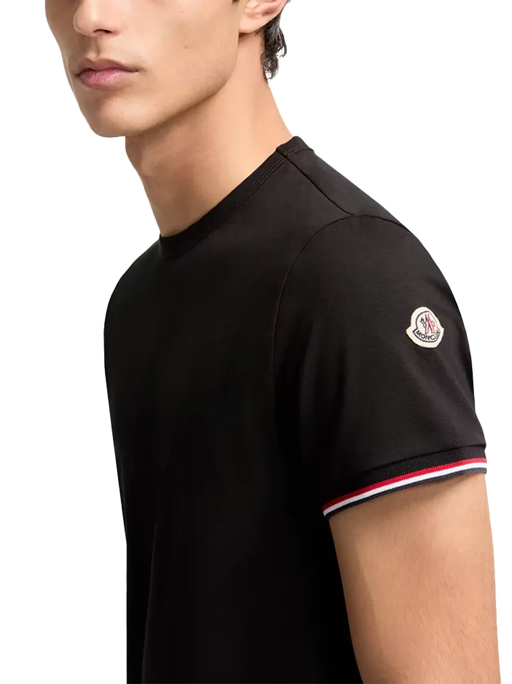 Moncler Men Tricolour-Trimmed T-Shirt Black - Image 5