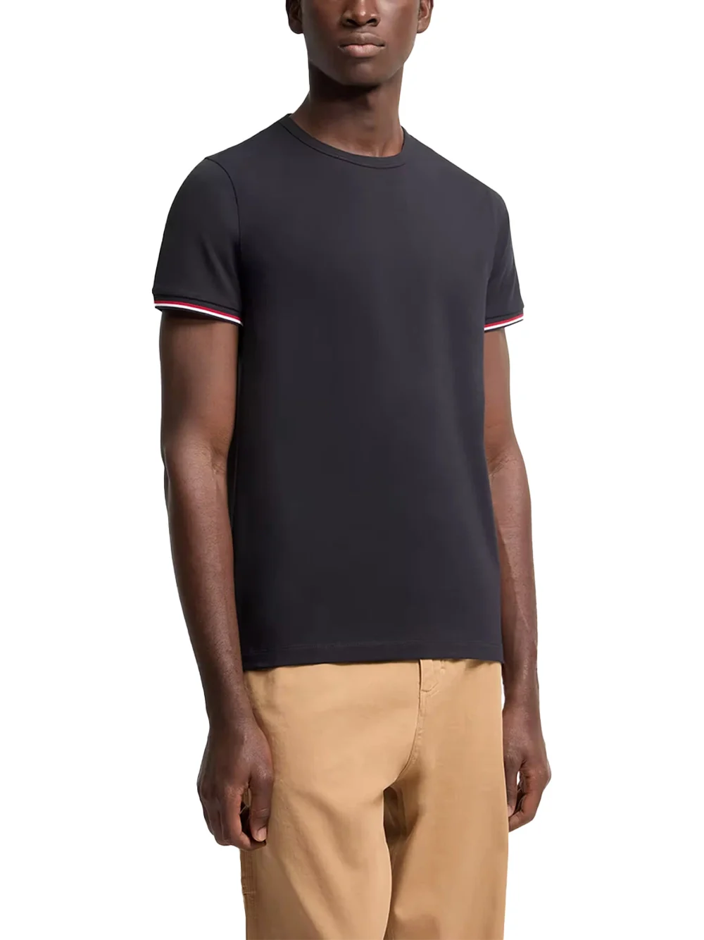 Moncler Men Tricolour-Trimmed T-Shirt Navy - Image 3