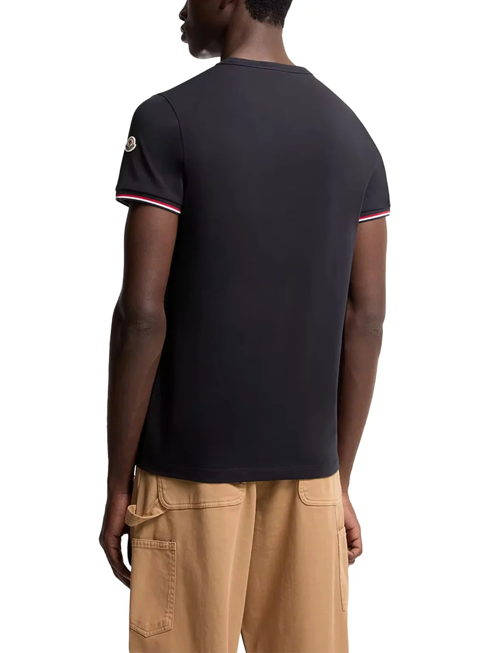 Moncler Men Tricolour-Trimmed T-Shirt Navy - Image 6