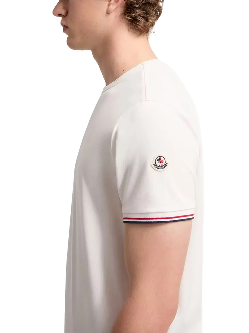 Moncler Men Tricolour-Trimmed T-Shirt Off White - Image 5