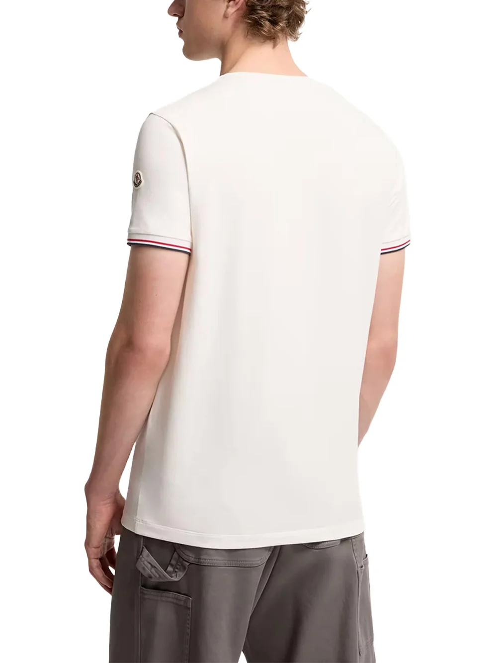 Moncler Men Tricolour-Trimmed T-Shirt Off White - Image 6