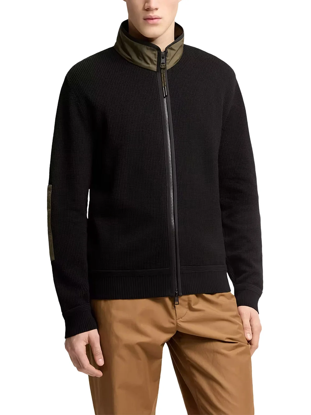 Moncler Men Zip-Up Cotton Cardigan Black - Image 3