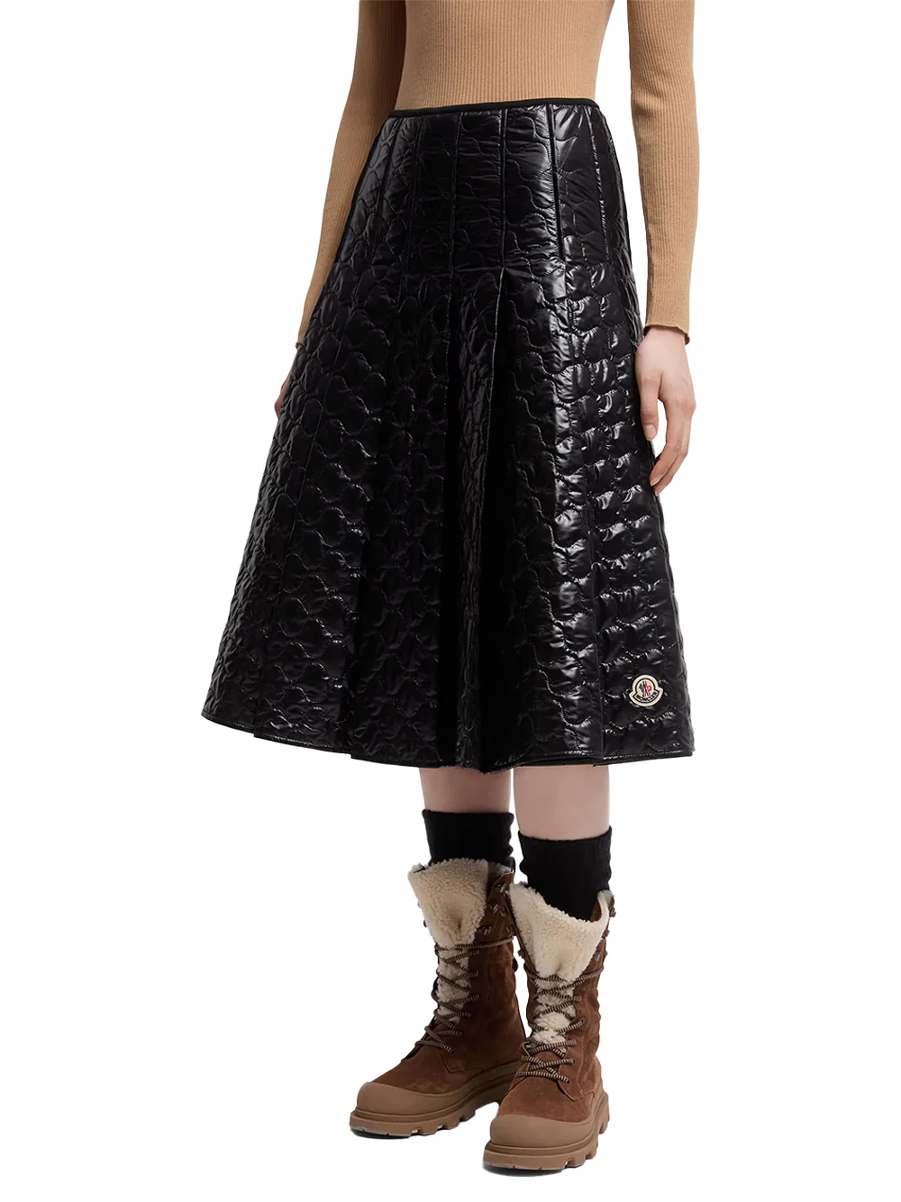 Moncler Women Square-Quilted Padded Midi Skirt Black - Image 4