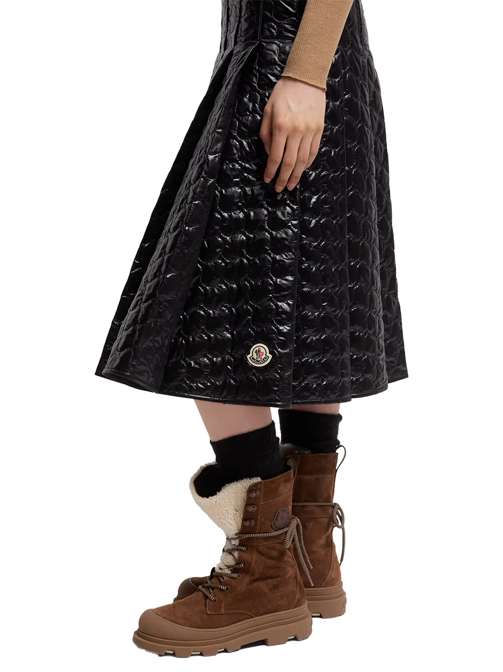 Moncler Women Square-Quilted Padded Midi Skirt Black - Image 5