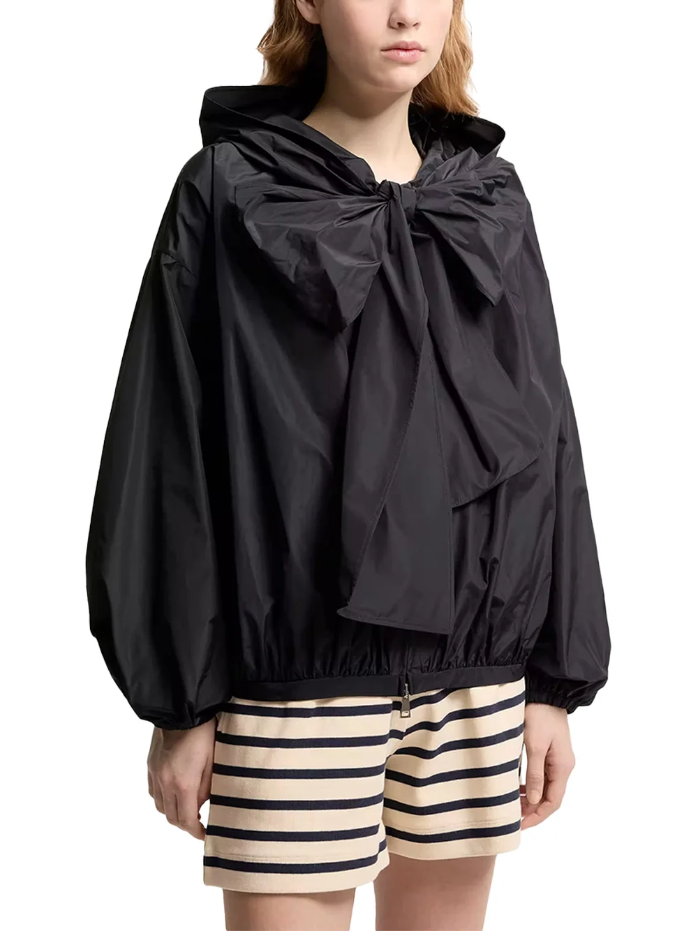 Moncler Women Pecher Taffeta Hooded Jacket D. Blue - Image 3