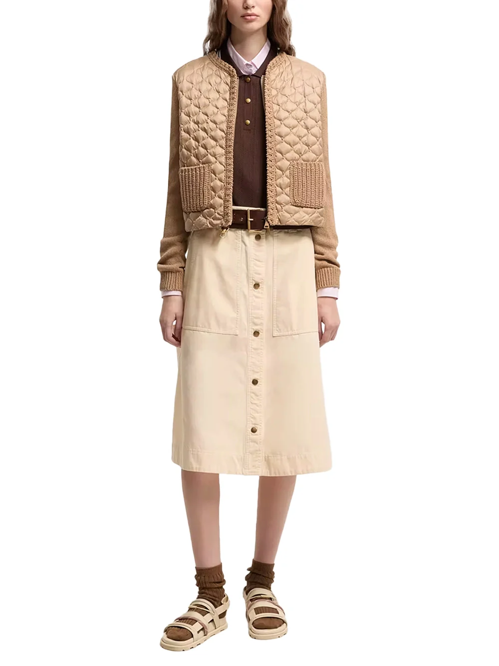 Moncler Women Quilted Cardigan Beige - Image 2