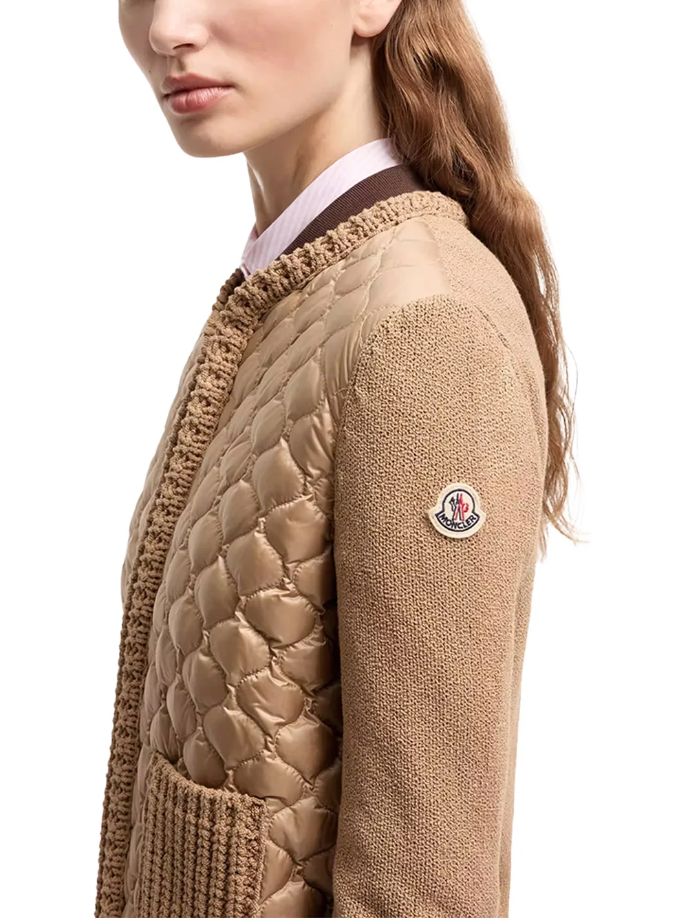 Moncler Women Quilted Cardigan Beige - Image 4