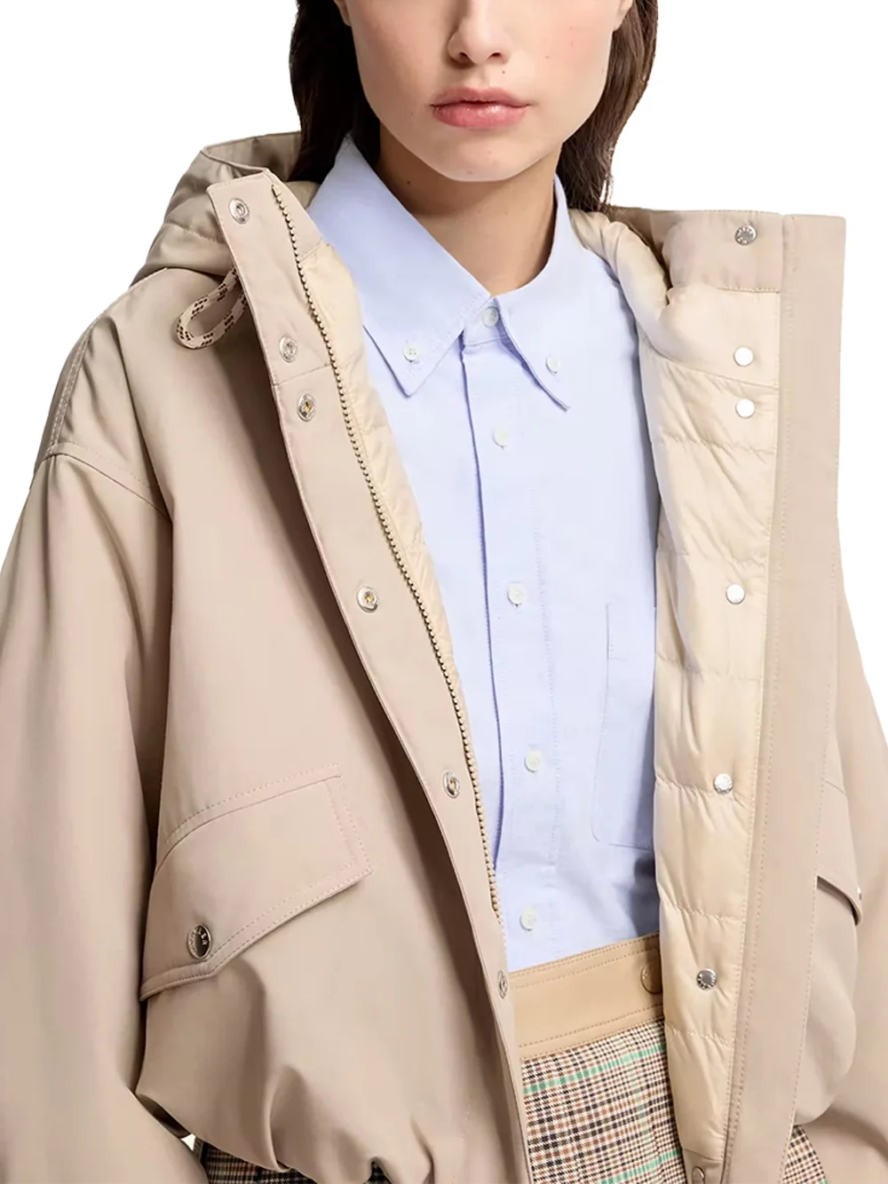 Moncler Women Eucalyptus Hooded Short Jacket Beige - Image 3
