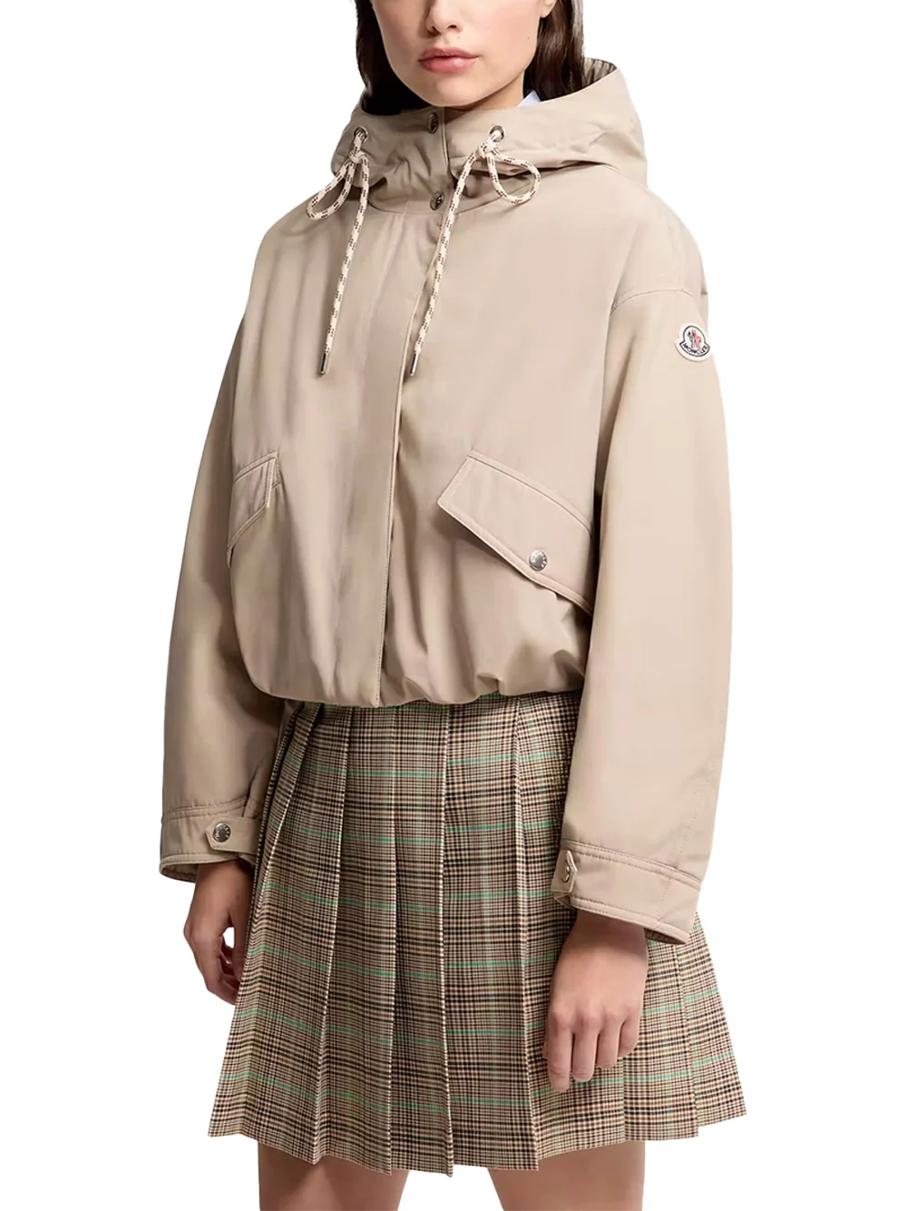 Moncler Women Eucalyptus Hooded Short Jacket Beige - Image 5