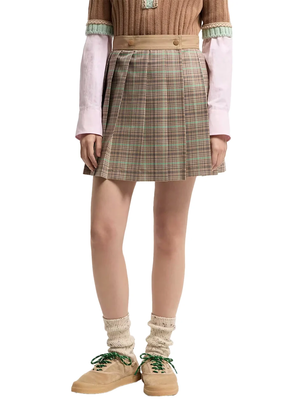 Moncler Women Checked Pleated Mini Skirt - Image 3
