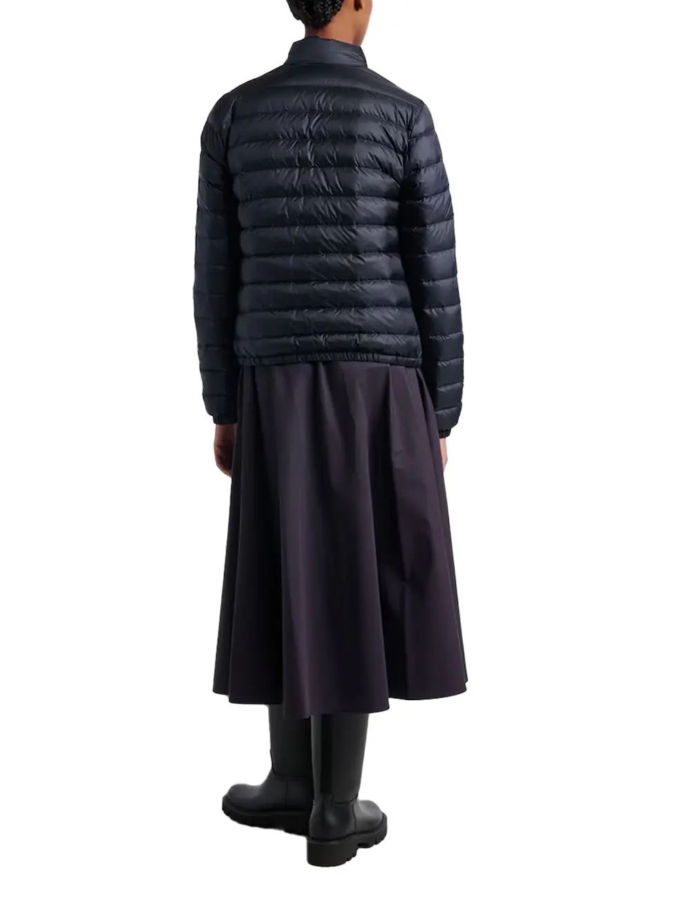 Moncler Women Cotton-Blend Jersey Midi Skirt Navy - Image 3