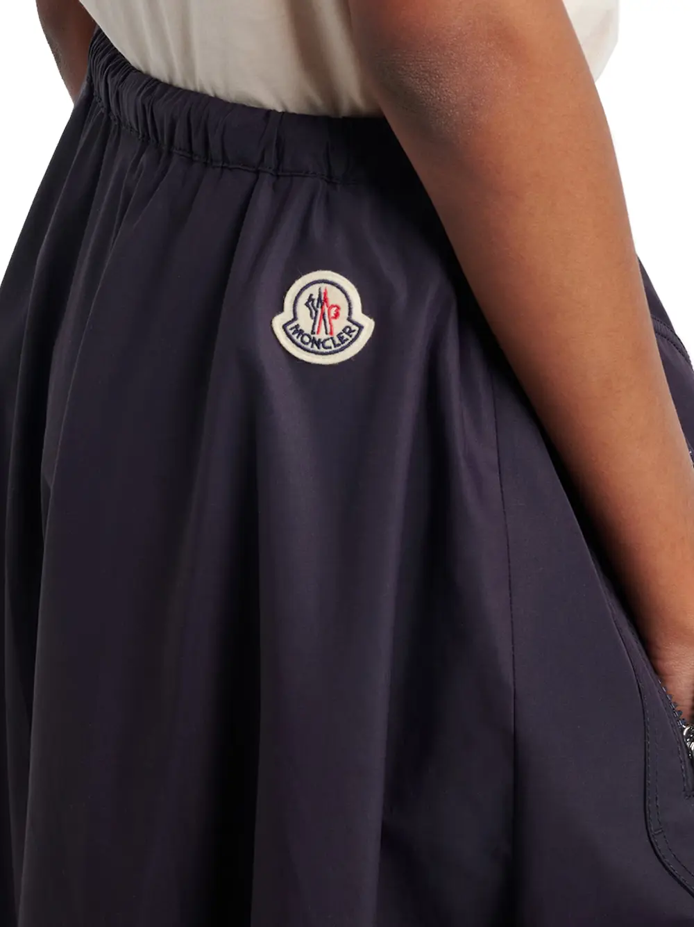 Moncler Women Cotton-Blend Jersey Midi Skirt Navy - Image 6