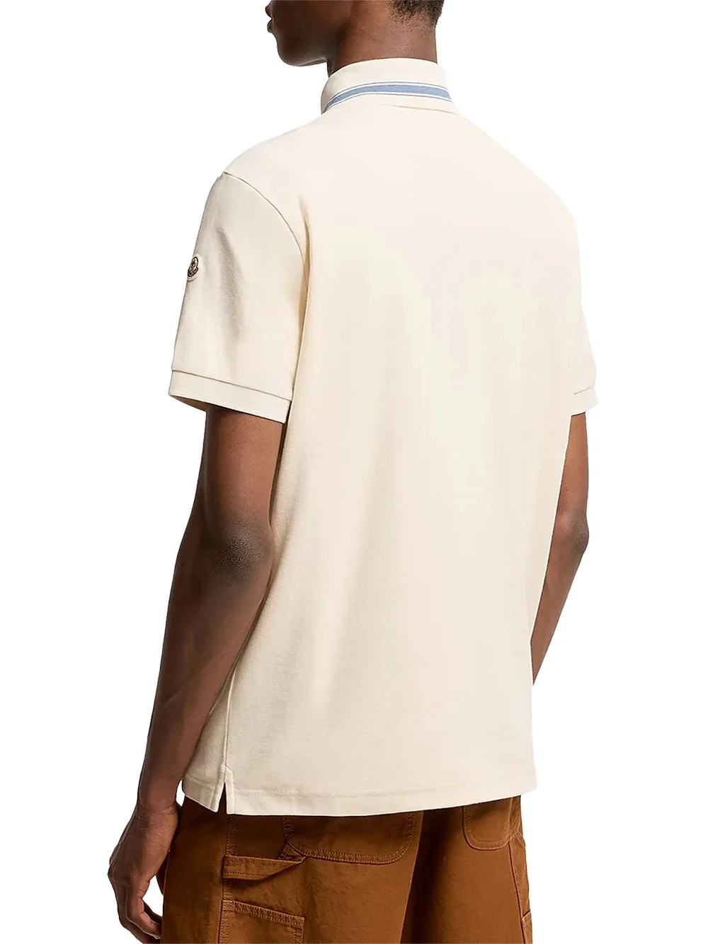 Moncler Men Cotton Piquet Polo Shirt Ivory - Image 4