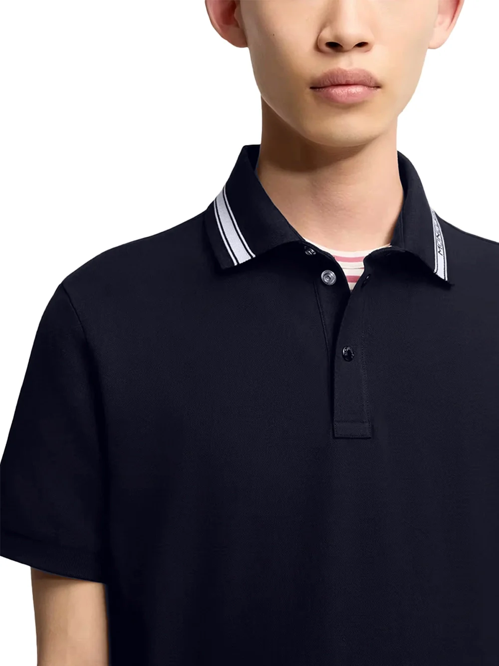 Moncler Men Cotton Piquet Polo Shirt Navy - Image 4