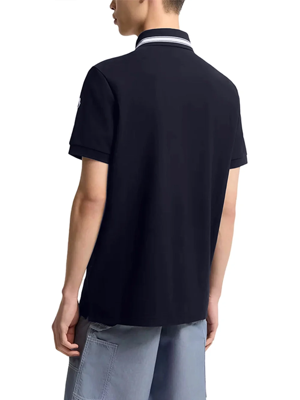 Moncler Men Cotton Piquet Polo Shirt Navy - Image 6