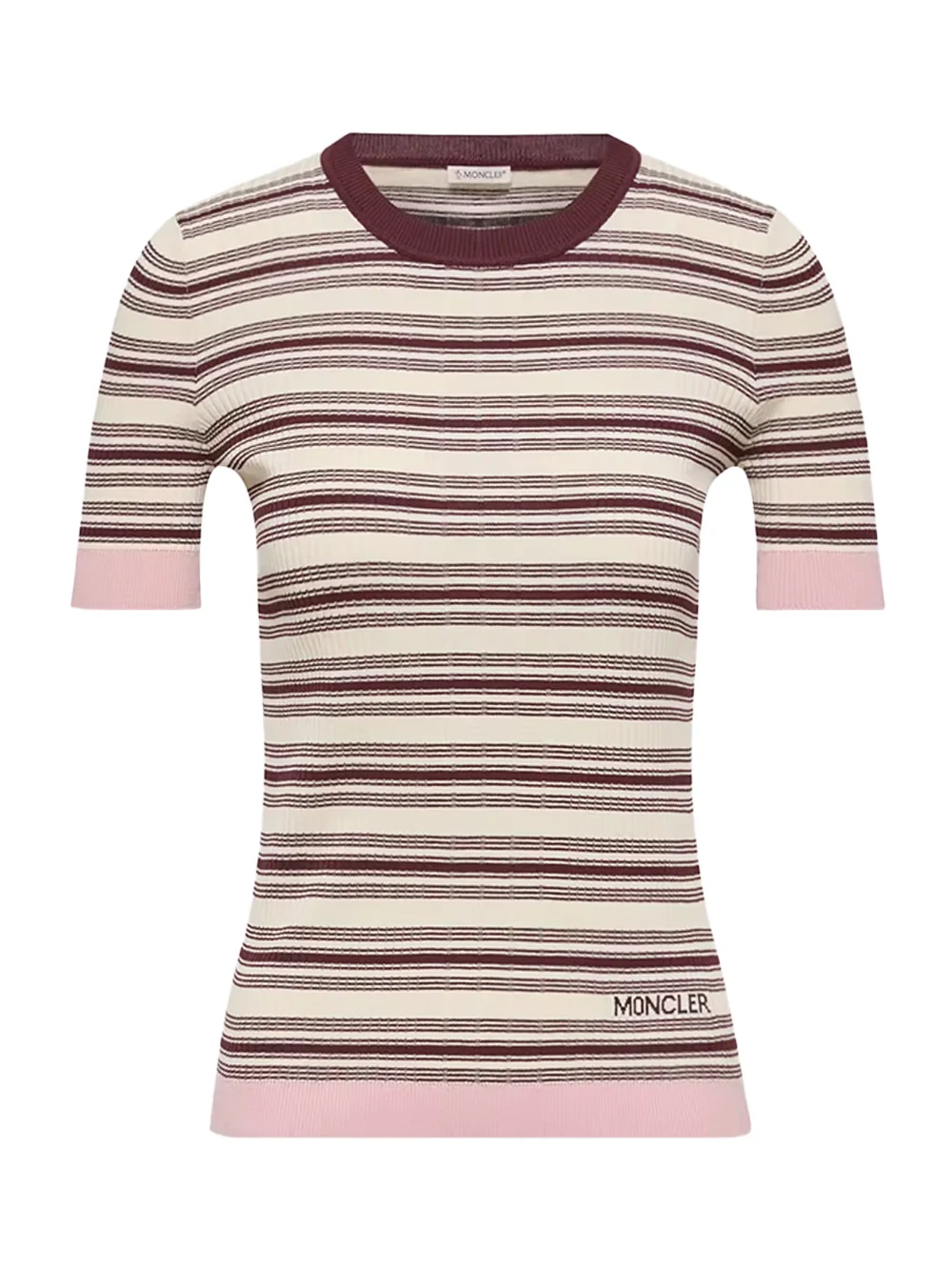 Moncler Women Striped T-Shirt White Brown