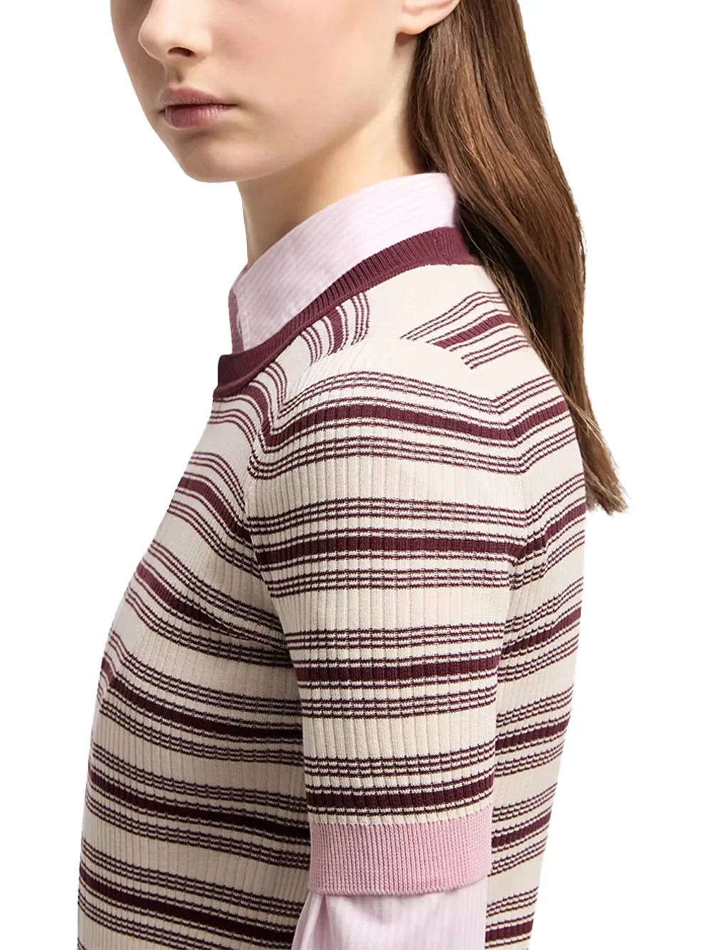 Moncler Women Striped T-Shirt White Brown - Image 4