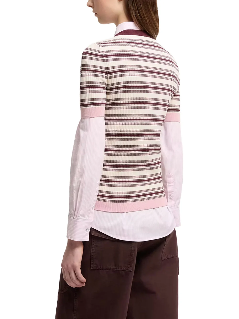 Moncler Women Striped T-Shirt White Brown - Image 5