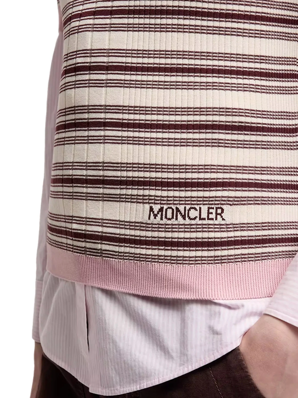 Moncler Women Striped T-Shirt White Brown - Image 6