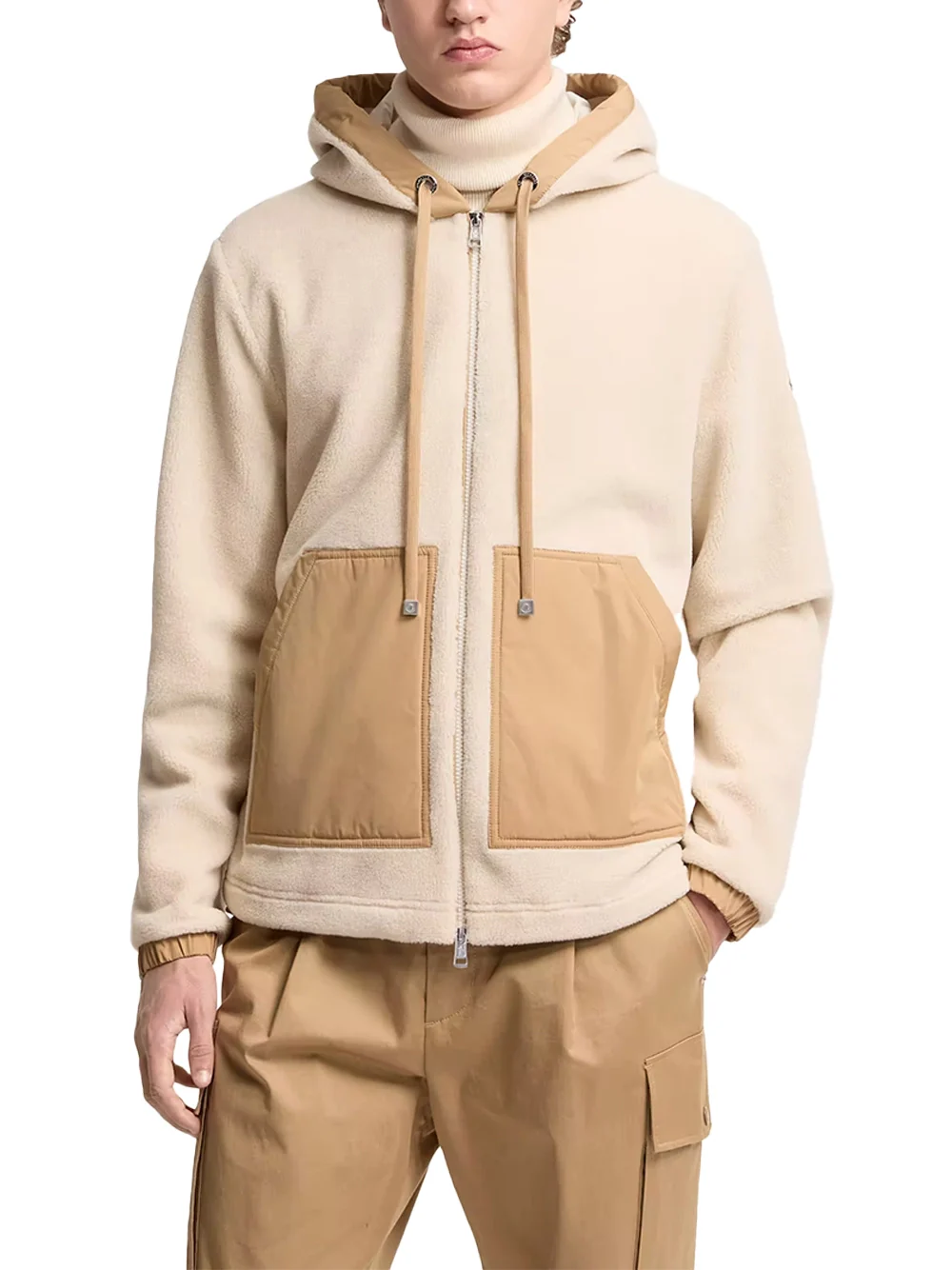 Moncler Men Teddy Hoodie Light Beige - Image 3