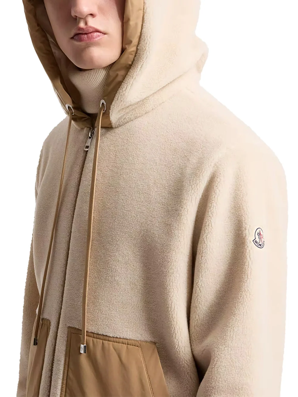 Moncler Men Teddy Hoodie Light Beige - Image 5