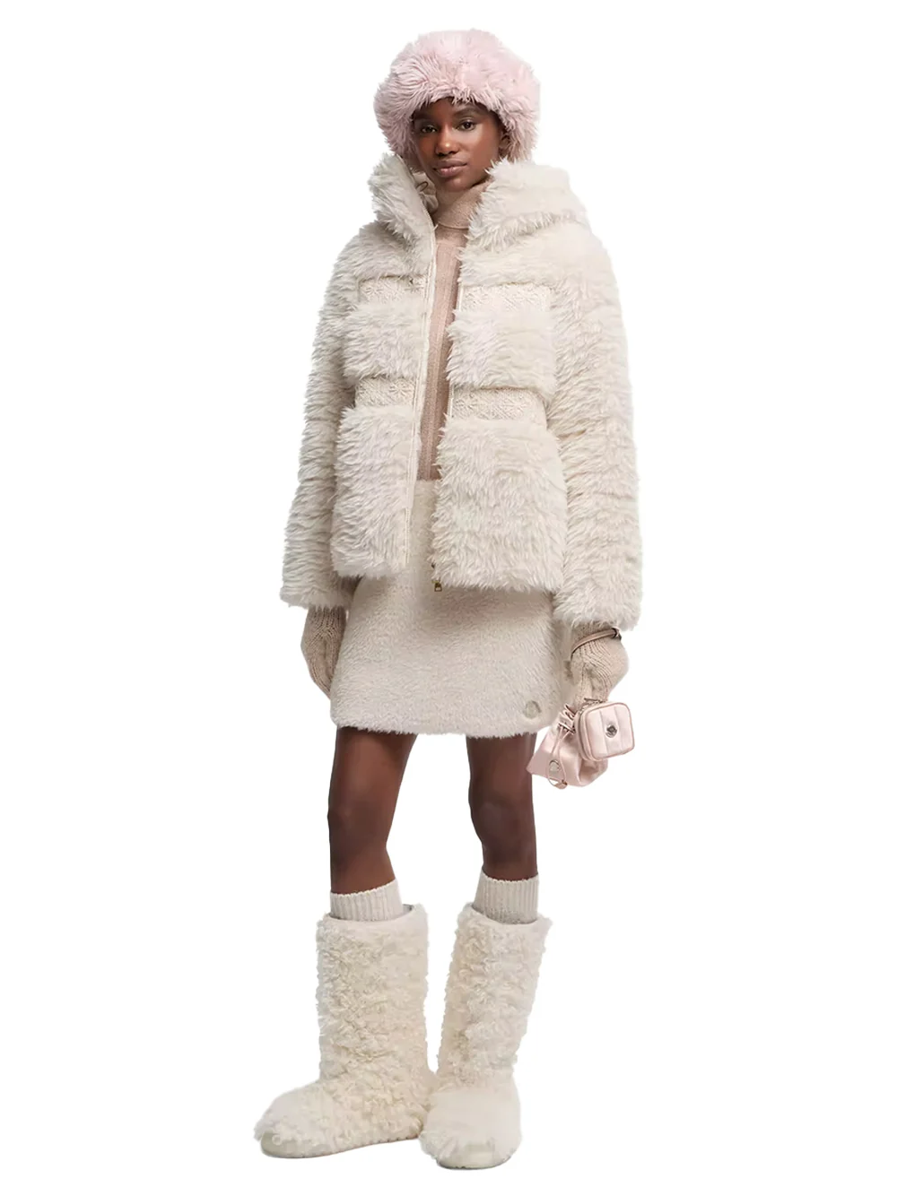 Moncler Women Teddy Mini Skirt White - Image 3