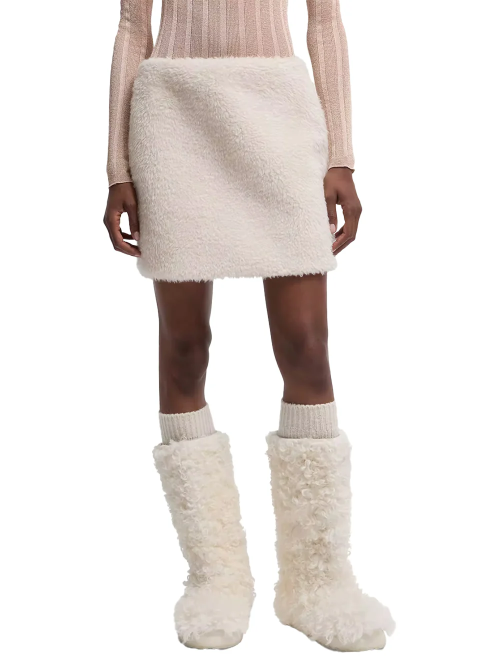 Moncler Women Teddy Mini Skirt White - Image 4