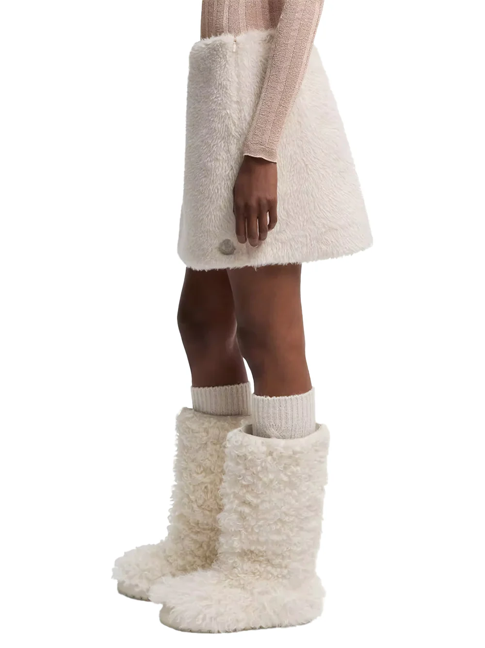 Moncler Women Teddy Mini Skirt White - Image 5