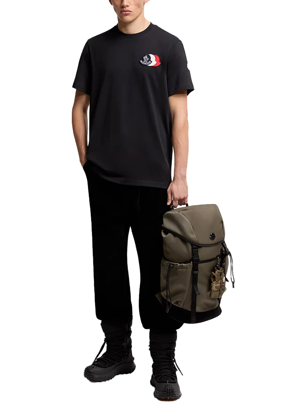 Moncler Men Tricolor Logo T-Shirt Navy - Image 3