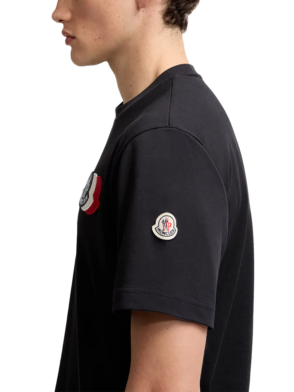 Moncler Men Tricolor Logo T-Shirt Navy - Image 6