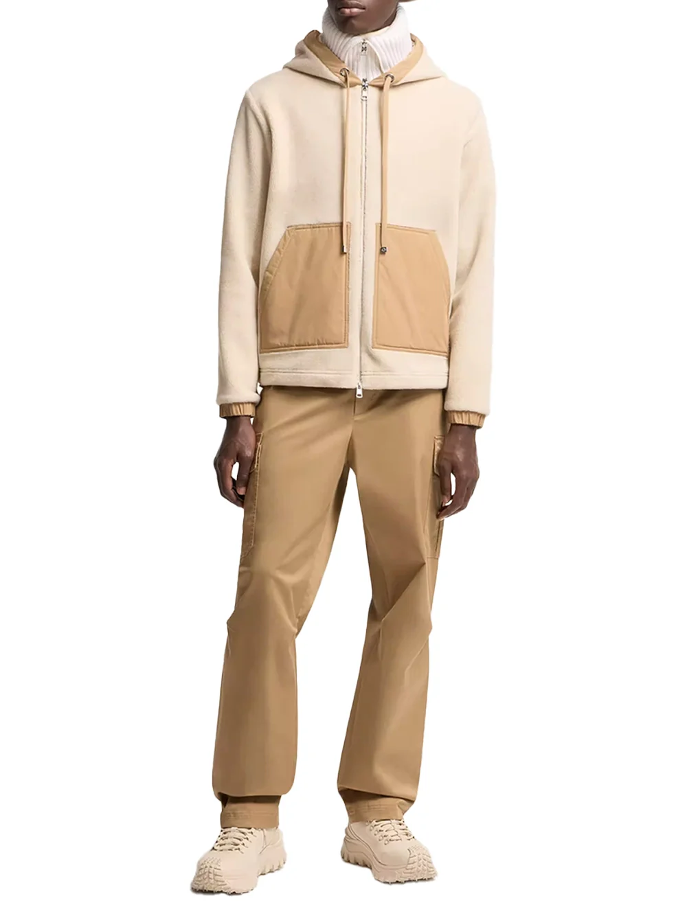 Moncler Cargo Cotton Blend Gabardine Trousers Beige - Image 2
