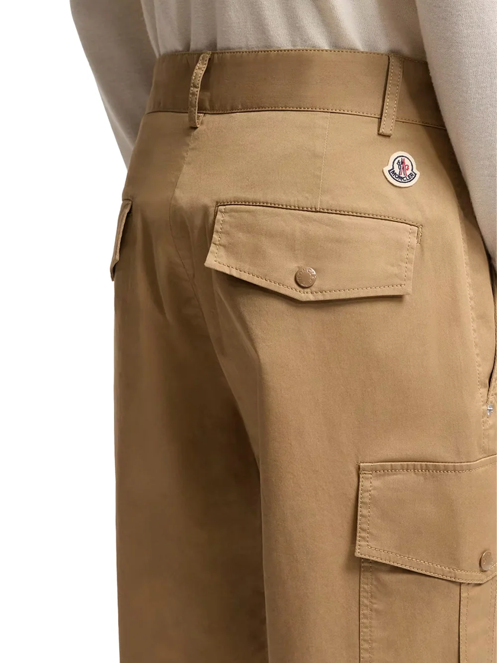 Moncler Cargo Cotton Blend Gabardine Trousers Beige - Image 6