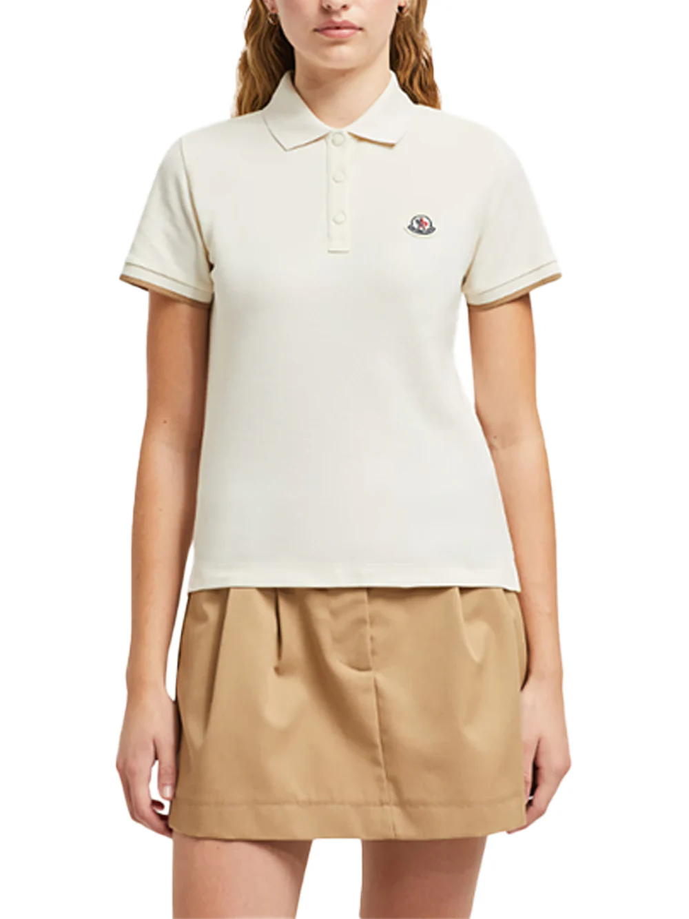 Moncler women Logo Patch Cotton Piquet Polo Shirt White - Image 5