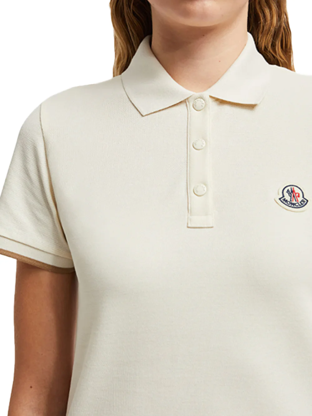 Moncler women Logo Patch Cotton Piquet Polo Shirt White - Image 7