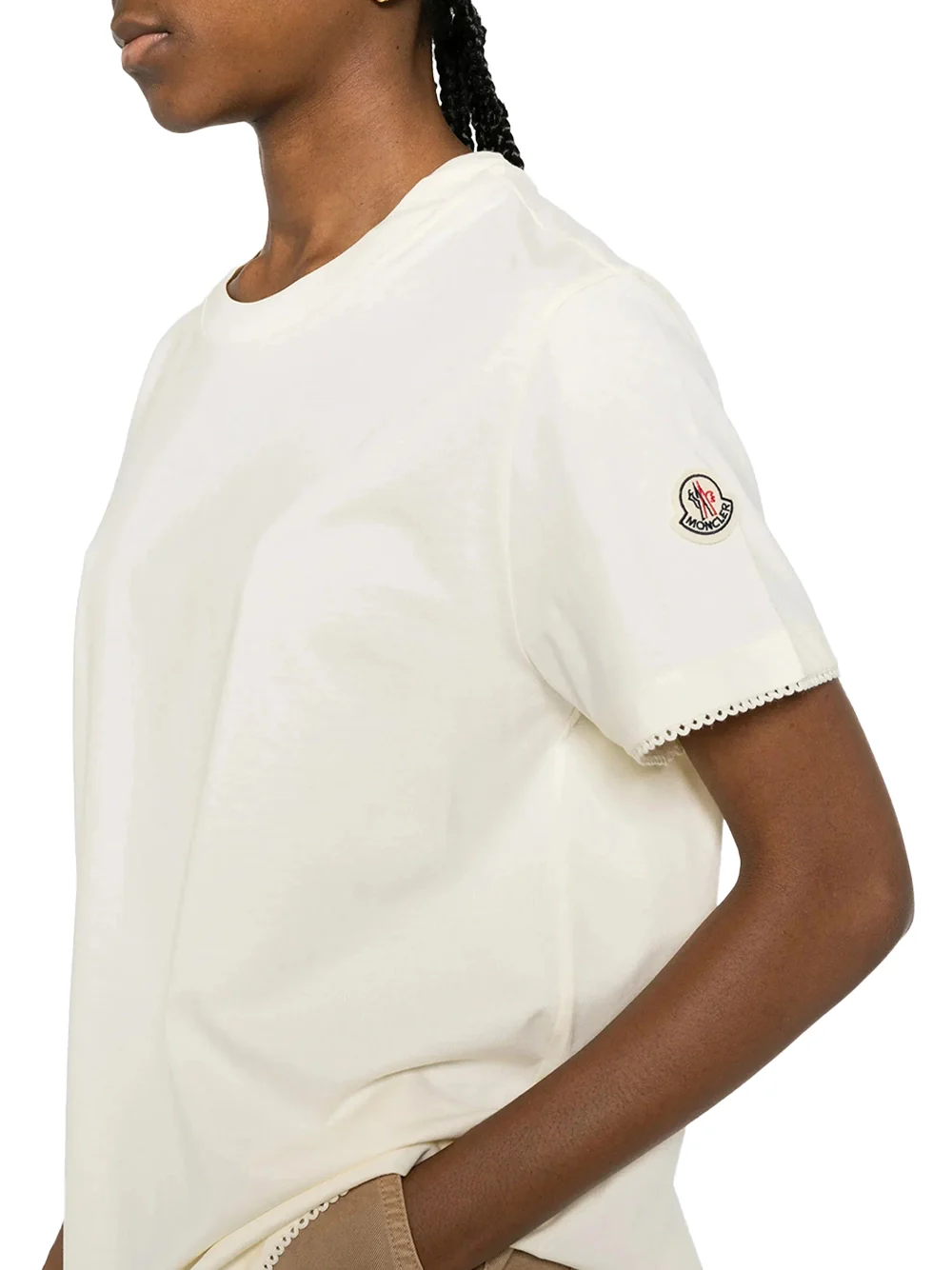 Moncler Women Logo T-Shirt Ivory - Image 3