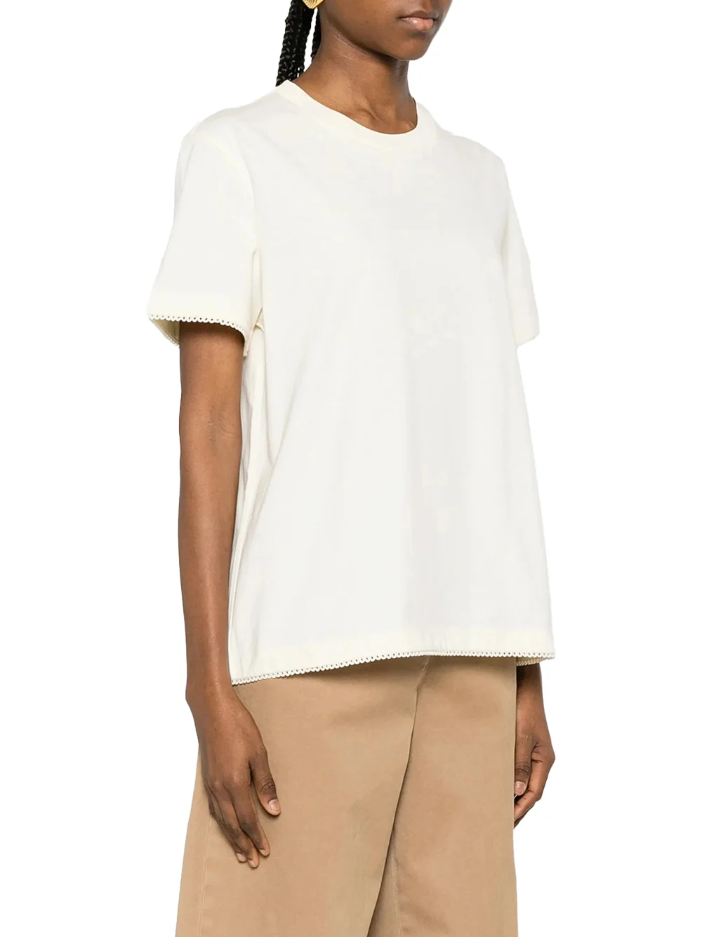 Moncler Women Logo T-Shirt Ivory - Image 4