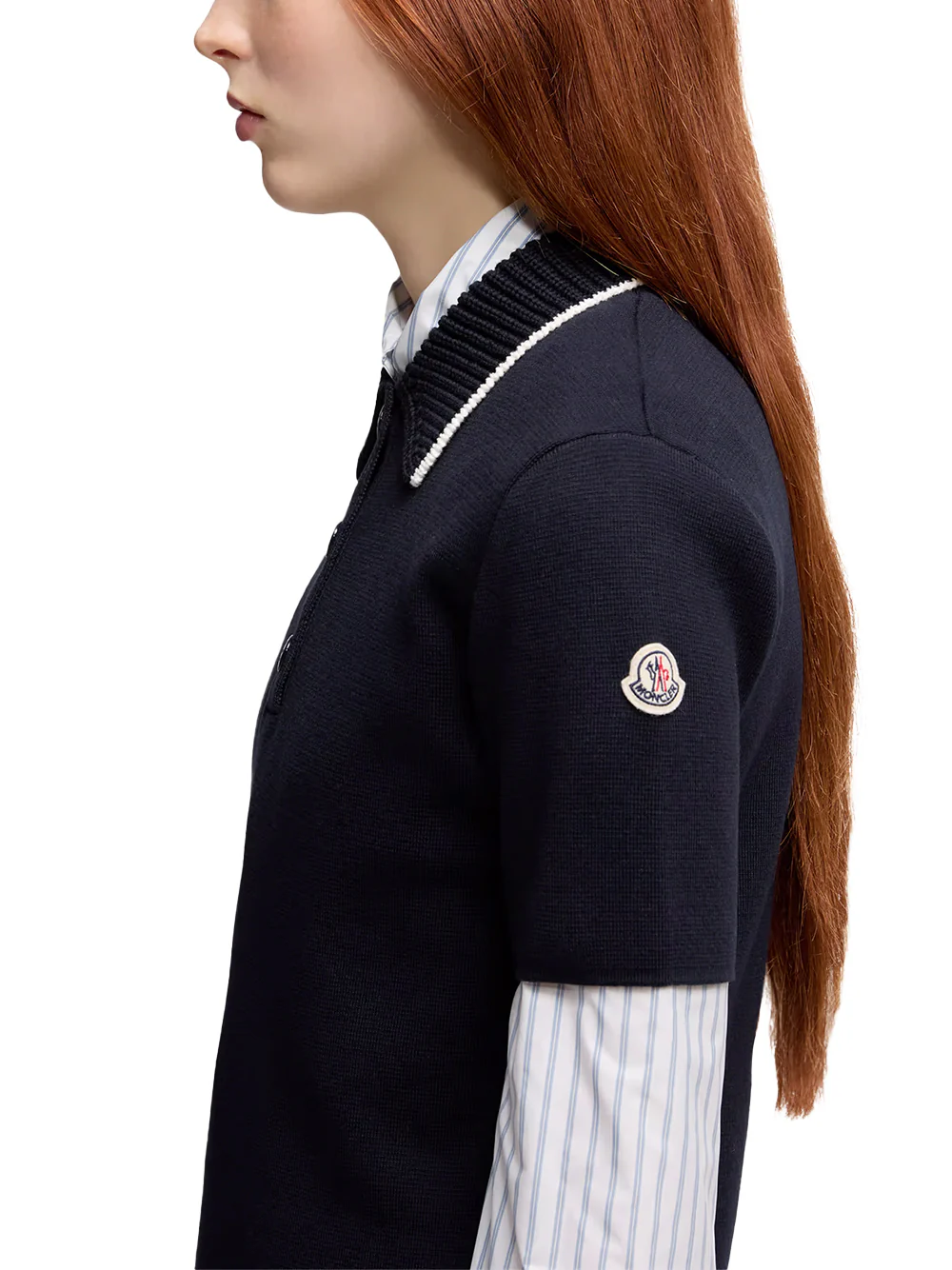 Moncler women Knit Cotton Polo Shirt Navy - Image 6