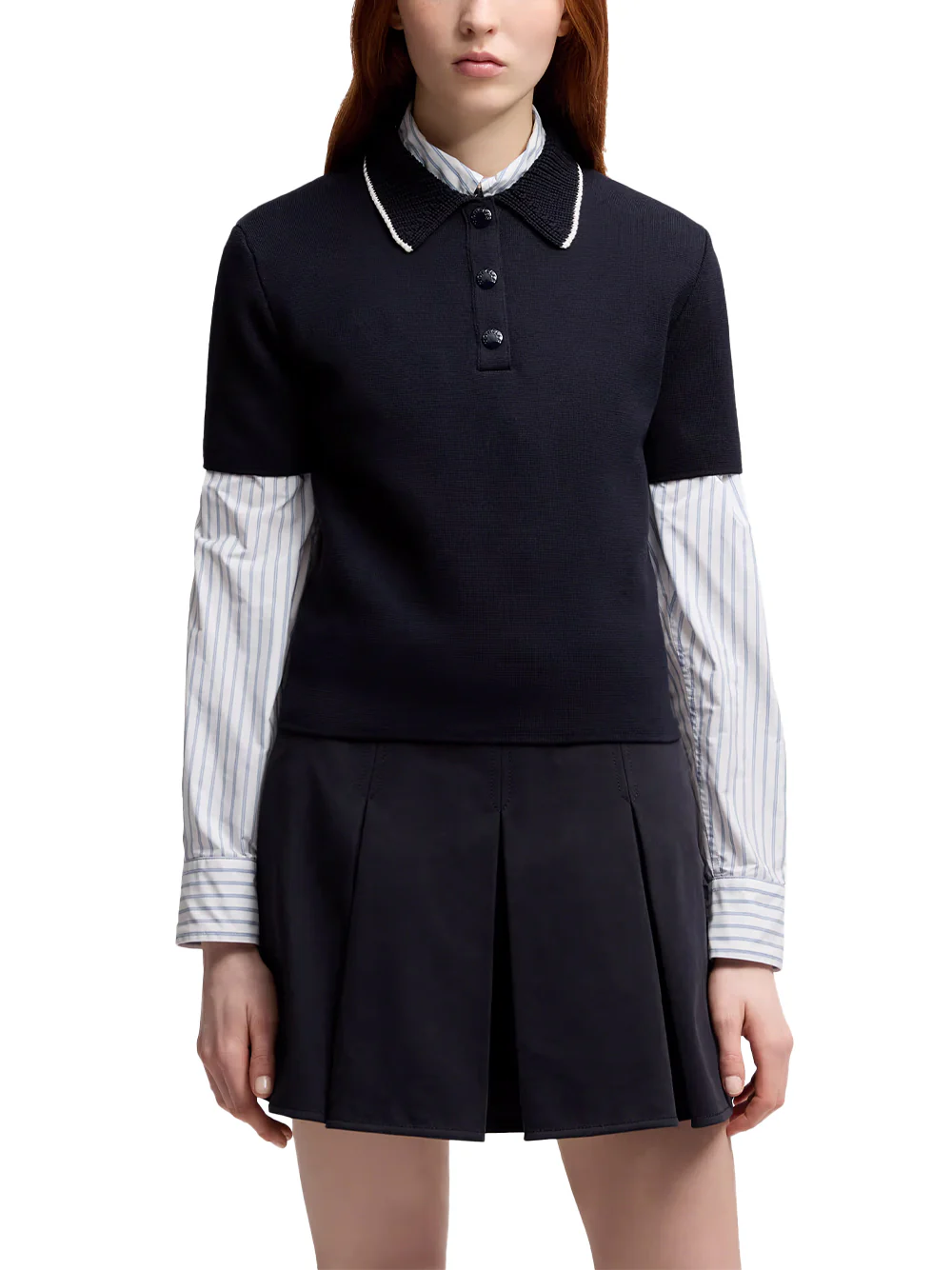 Moncler women Knit Cotton Polo Shirt Navy - Image 7