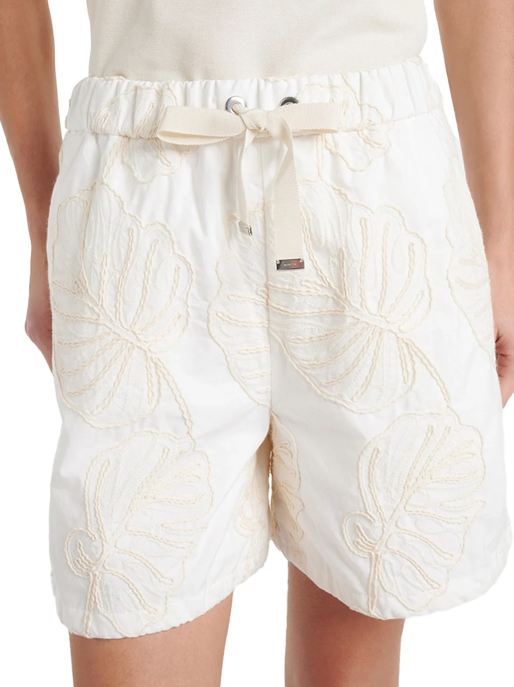 Moncler Women Embroidered Cotton Shorts White - Image 3