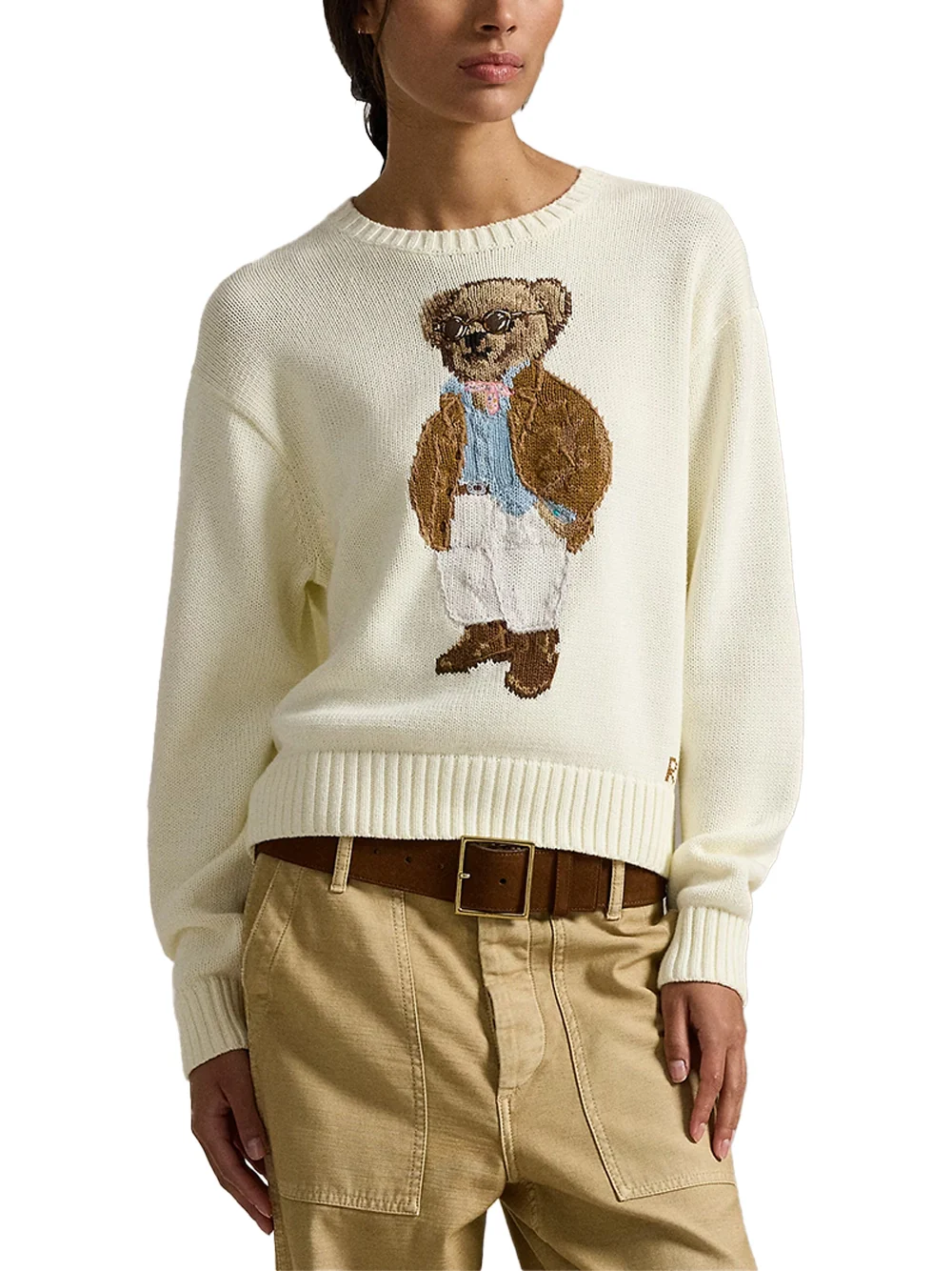 Polo Ralph Lauren Bear Cotton Sweater Cream - Image 3