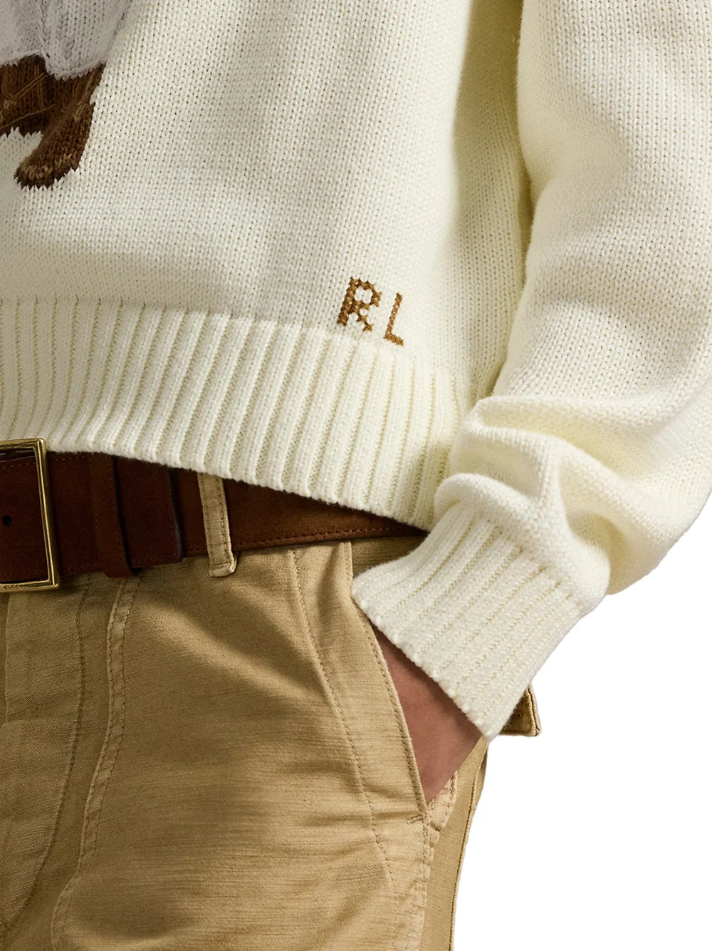 Polo Ralph Lauren Bear Cotton Sweater Cream - Image 4
