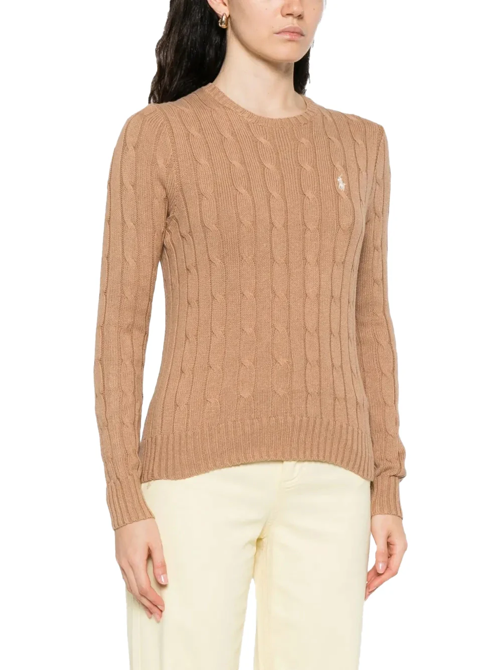 Polo Ralph Lauren Cable-Knit Crew-Neck Sweater Camel - Image 4