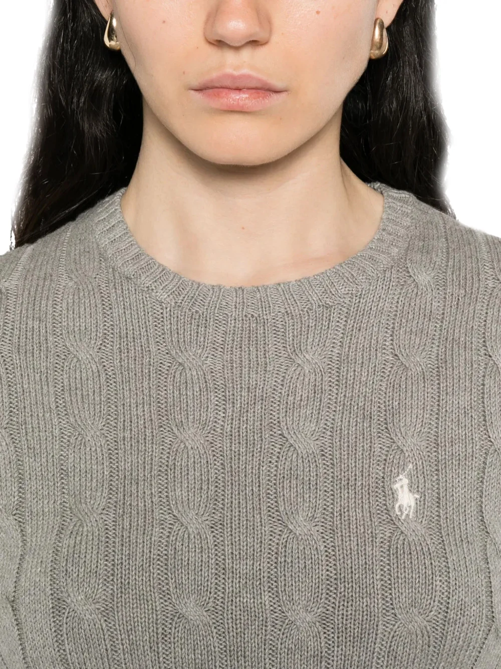 Polo Ralph Lauren Cable-Knit Crew-Neck Sweater Grey - Image 3