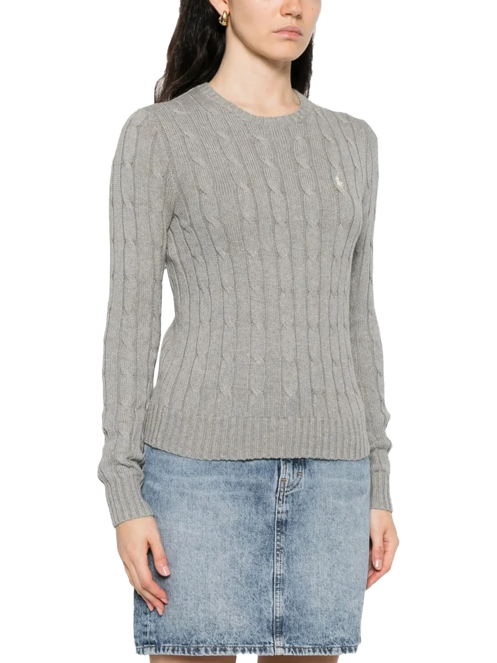 Polo Ralph Lauren Cable-Knit Crew-Neck Sweater Grey - Image 4