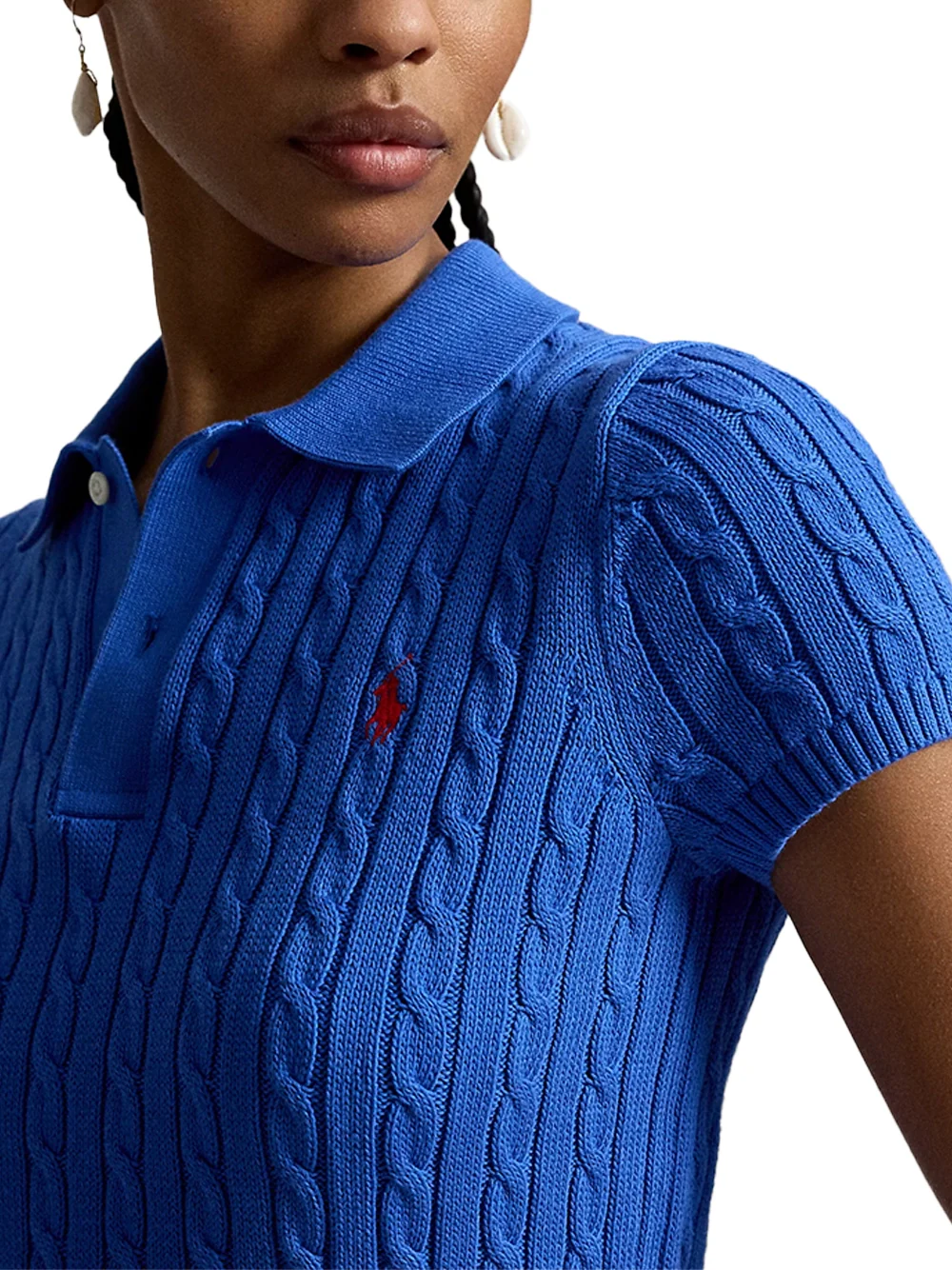 Ralph Lauren Cropped Polo Shirt Blue - Image 4