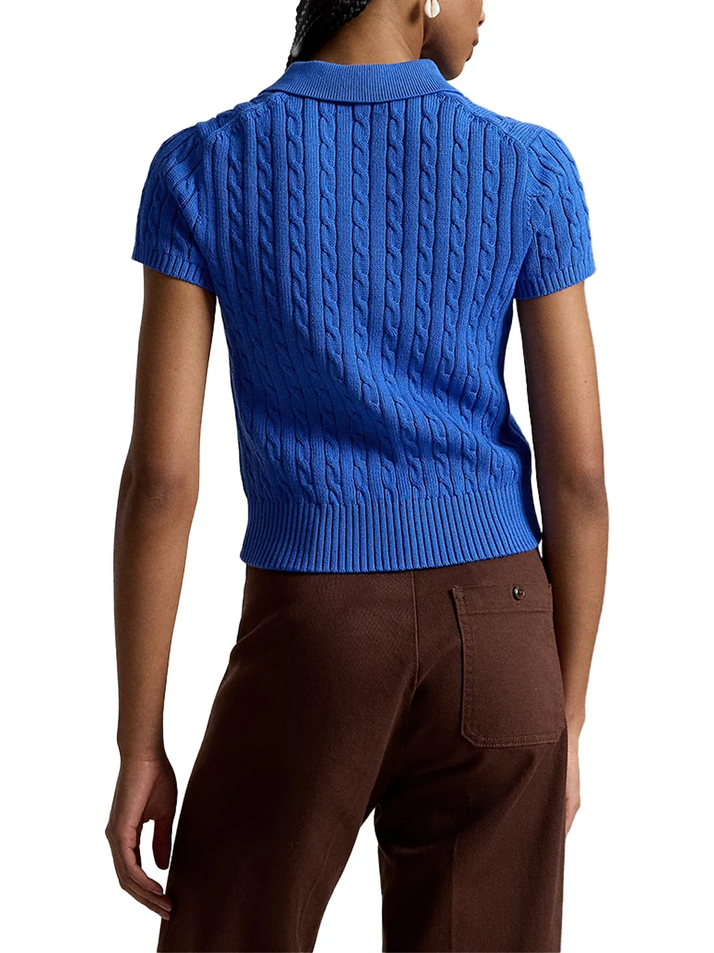 Ralph Lauren Cropped Polo Shirt Blue - Image 5