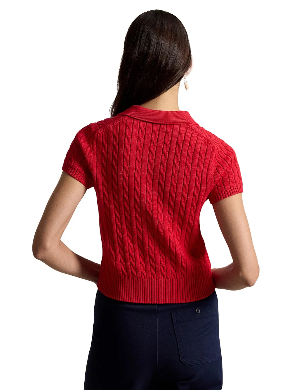 Ralph Lauren Cropped Polo Shirt Red - Image 4
