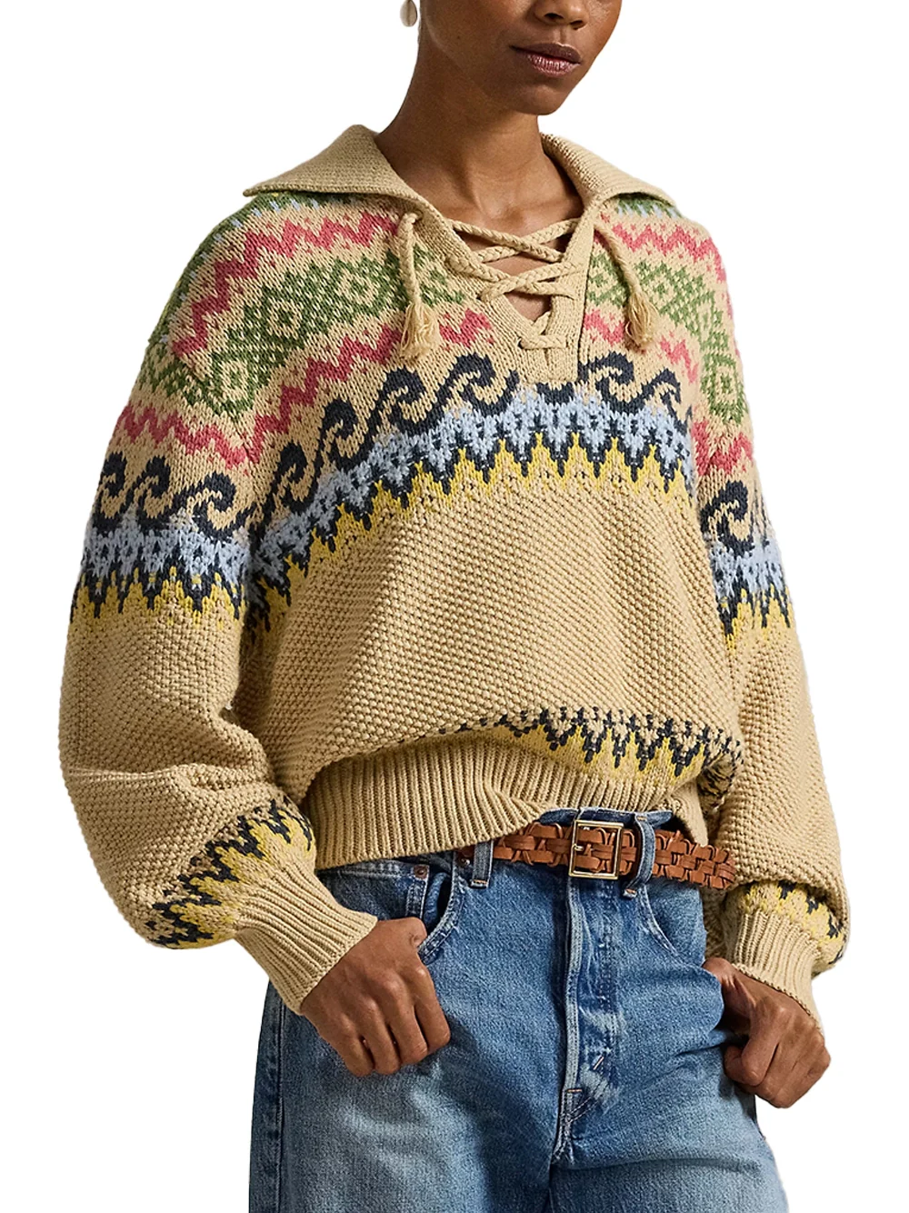 Polo Ralph Lauren Fair Isle Jumper Tan Multi - Image 3