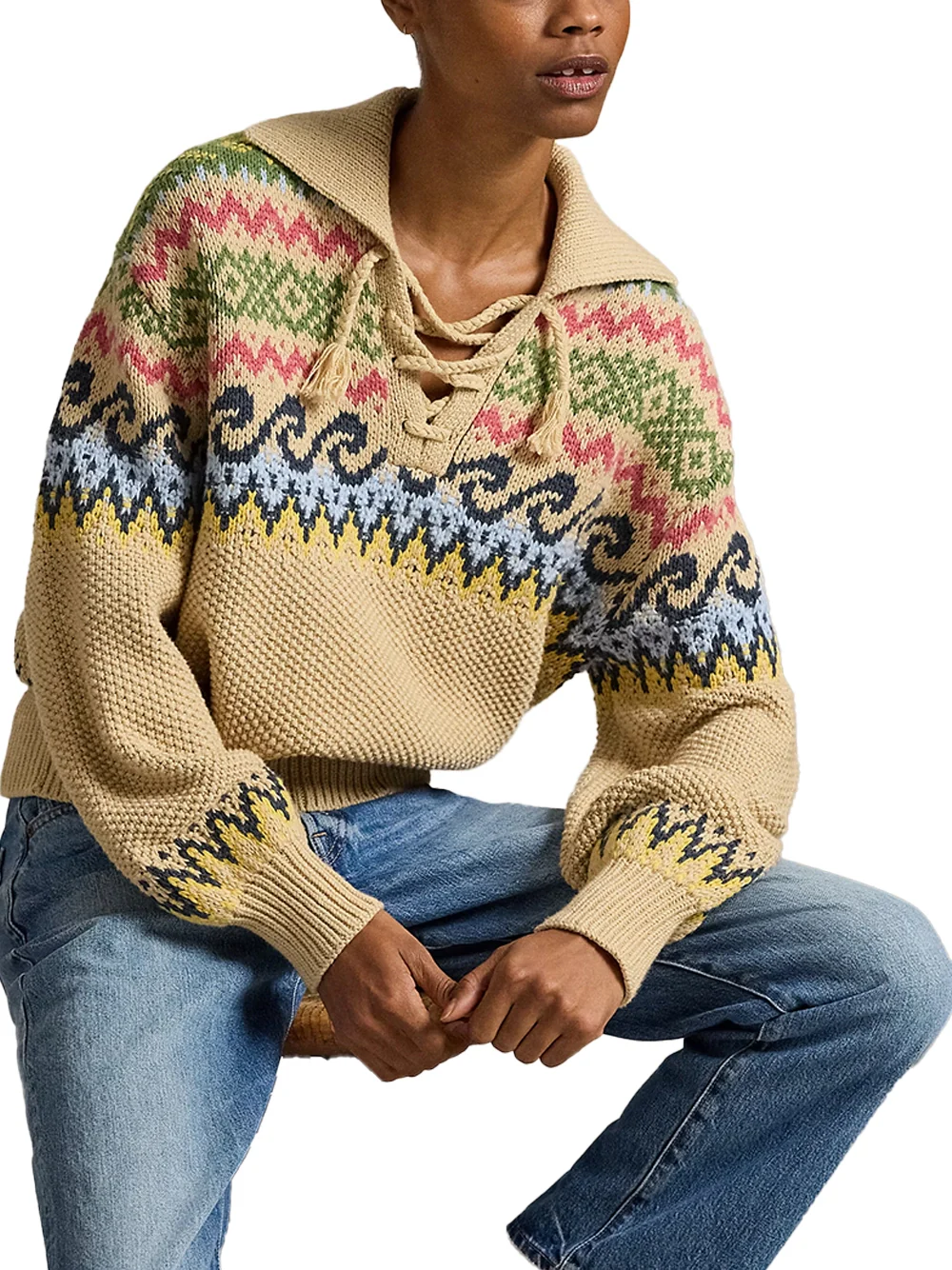 Polo Ralph Lauren Fair Isle Jumper Tan Multi - Image 5
